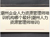 潮州企业人力资源管理师培训机构哪个最好(潮州人力资源管理师培训)