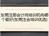 东莞注册会计师培训机构哪个最好(东莞注会培训优选)