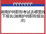 湖南护师职称考试去哪里线下报名(湖南护师职称报名点)