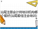 汕尾注册会计师培训机构哪个最好(汕尾最佳注会培训)