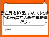 崇左养老护理员培训机构哪个最好(崇左养老护理培训优选)
