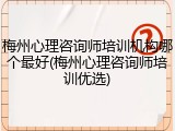 梅州心理咨询师培训机构哪个最好(梅州心理咨询师培训优选)