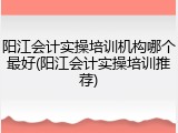 阳江会计实操培训机构哪个最好(阳江会计实操培训推荐)