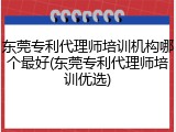 东莞专利代理师培训机构哪个最好(东莞专利代理师培训优选)