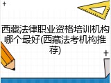西藏法律职业资格培训机构哪个最好(西藏法考机构推荐)