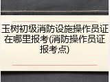 玉树初级消防设施操作员证在哪里报考(消防操作员证报考点)