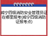 咸宁四级消防安全管理员证在哪里报考(咸宁四级消防证报考点)