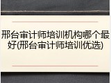 邢台审计师培训机构哪个最好(邢台审计师培训优选)
