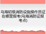 乌海初级消防设施操作员证在哪里报考(乌海消防证报考点)