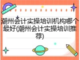 潮州会计实操培训机构哪个最好(潮州会计实操培训推荐)
