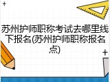 苏州护师职称考试去哪里线下报名(苏州护师职称报名点)
