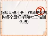 铜陵助理社会工作师培训机构哪个最好(铜陵社工培训优选)