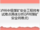 泸州中级煤矿安全工程师考试难点具体分析(泸州煤矿安全师难点)