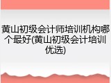 黄山初级会计师培训机构哪个最好(黄山初级会计培训优选)