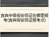 宜宾中级保安员证在哪里报考(宜宾保安员证报考点)