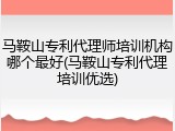 马鞍山专利代理师培训机构哪个最好(马鞍山专利代理培训优选)