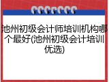池州初级会计师培训机构哪个最好(池州初级会计培训优选)