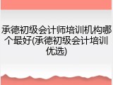 承德初级会计师培训机构哪个最好(承德初级会计培训优选)
