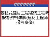 攀枝花建材工程咨询工程师报考资格详解(建材工程师报考资格)