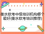 衡水软考中级培训机构哪个最好(衡水软考培训推荐)