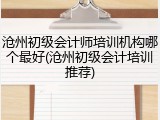 沧州初级会计师培训机构哪个最好(沧州初级会计培训推荐)