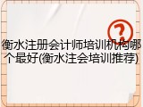 衡水注册会计师培训机构哪个最好(衡水注会培训推荐)