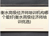 衡水高级经济师培训机构哪个最好(衡水高级经济师培训优选)