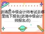 武清区中级会计师考试去哪里线下报名(武清中级会计师报名点)