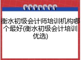 衡水初级会计师培训机构哪个最好(衡水初级会计培训优选)