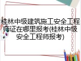 桂林中级建筑施工安全工程师证在哪里报考(桂林中级安全工程师报考)