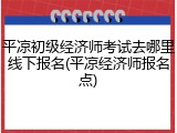 平凉初级经济师考试去哪里线下报名(平凉经济师报名点)