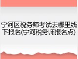 宁河区税务师考试去哪里线下报名(宁河税务师报名点)
