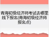 青海初级经济师考试去哪里线下报名(青海初级经济师报名点)