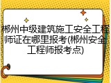 郴州中级建筑施工安全工程师证在哪里报考(郴州安全工程师报考点)