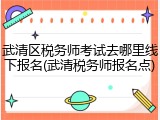 武清区税务师考试去哪里线下报名(武清税务师报名点)