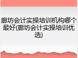 廊坊会计实操培训机构哪个最好(廊坊会计实操培训优选)