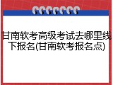 甘南软考高级考试去哪里线下报名(甘南软考报名点)