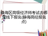 静海区高级经济师考试去哪里线下报名(静海高经报名点)
