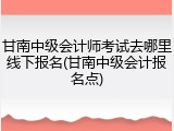 甘南中级会计师考试去哪里线下报名(甘南中级会计报名点)