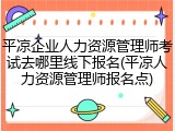 平凉企业人力资源管理师考试去哪里线下报名(平凉人力资源管理师报名点)