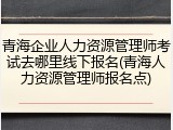 青海企业人力资源管理师考试去哪里线下报名(青海人力资源管理师报名点)