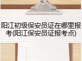 阳江初级保安员证在哪里报考(阳江保安员证报考点)