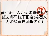 黄石企业人力资源管理师考试去哪里线下报名(黄石人力资源管理师报名点)