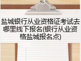 盐城银行从业资格证考试去哪里线下报名(银行从业资格盐城报名点)