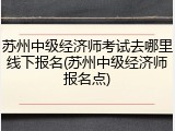 苏州中级经济师考试去哪里线下报名(苏州中级经济师报名点)