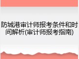 防城港审计师报考条件和时间解析(审计师报考指南)