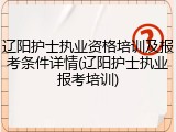 辽阳护士执业资格培训及报考条件详情(辽阳护士执业报考培训)