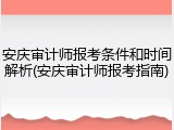 安庆审计师报考条件和时间解析(安庆审计师报考指南)