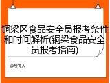铜梁区食品安全员报考条件和时间解析(铜梁食品安全员报考指南)
