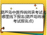 葫芦岛中医传统师承考试去哪里线下报名(葫芦岛师承考试报名点)